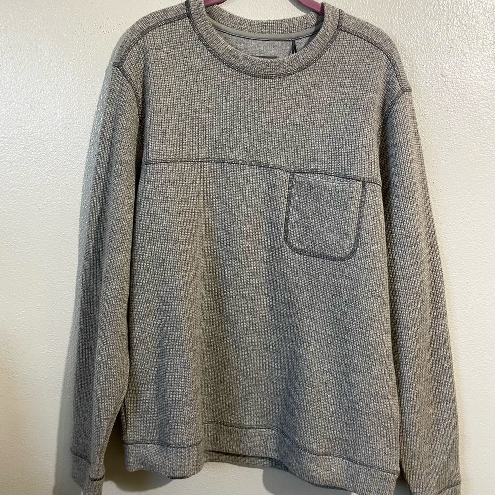 Toad&Co Gray Recycled Wool Blend Knit Layer Crewneck Sweater Large Outdoor Hike